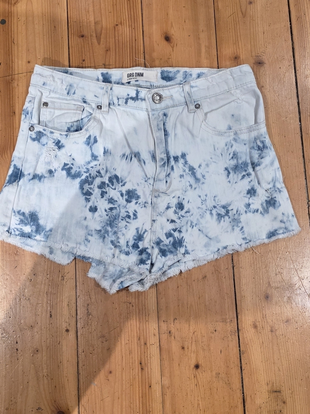 Women's Blue Tie-Dye Denim Shorts